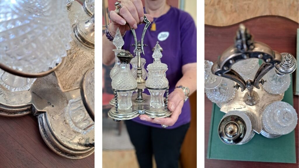 vintage kringloop het goed kristal set zilver